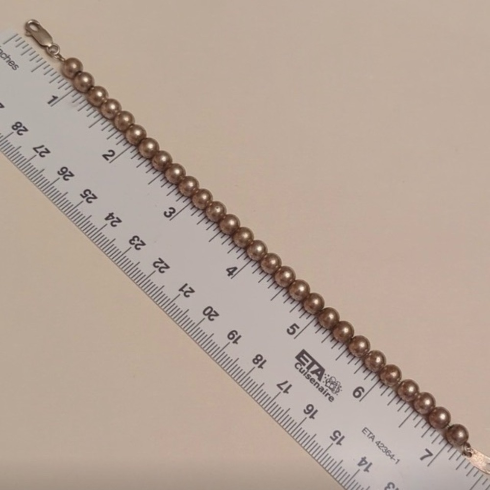 Gorgeous Vintage Sterling Silver Beaded Bracelet - Picture 3 of 6